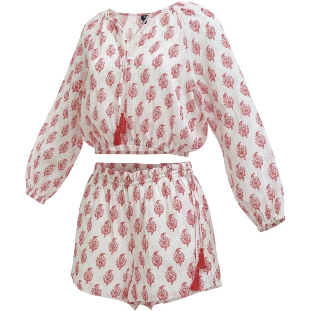 Roller Rabbit X Target Beach Lounge Pajama Set Cotton Paisley Boho Chic S/M